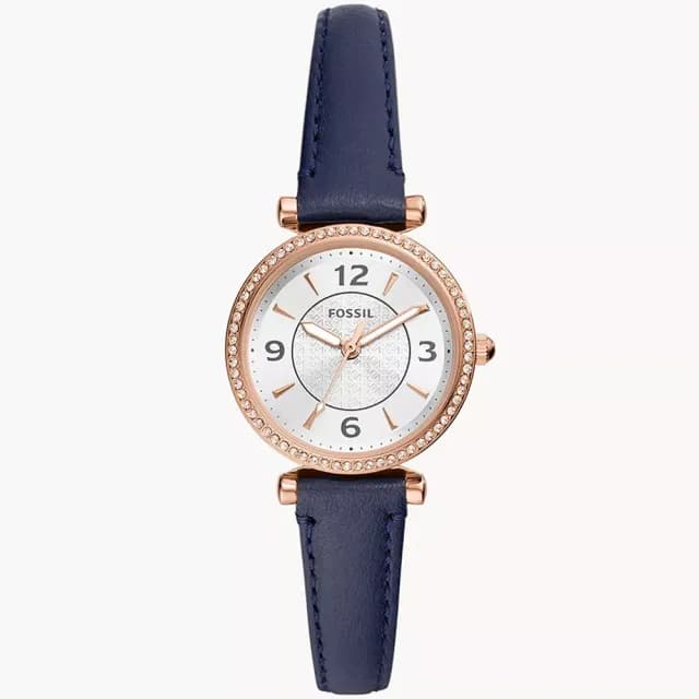 【FOSSIL】Carlie 晶鑽皮帶女錶-海軍藍/28mm 禮物 送禮 推薦(ES5295)