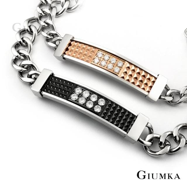 【GIUMKA】情侶手鍊．幸福關係．情人節禮物(黑/玫金)
