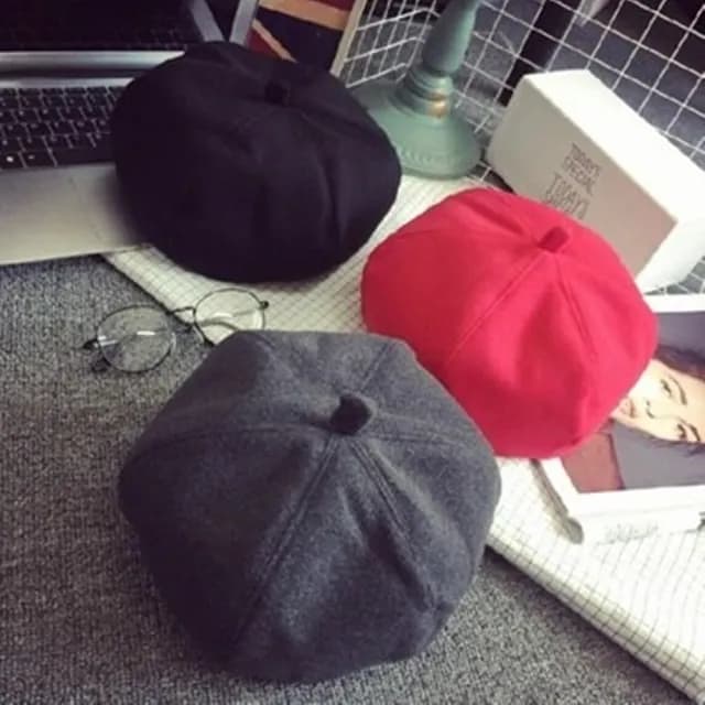 【米蘭精品】現貨+預購 貝雷帽毛呢帽(秋冬百搭英倫復古情人節生日聖誕節交換禮物女帽子72b11)