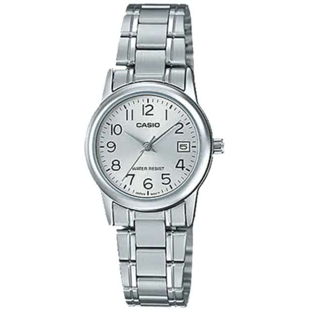 【CASIO 卡西歐】LTP-V002D 簡約數字小錶面日期顯示鋼帶錶