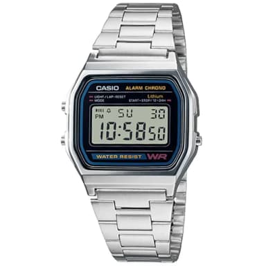 【CASIO 卡西歐】卡西歐復古鬧鈴方形電子錶-黑(A158WA-1 台灣公司貨)