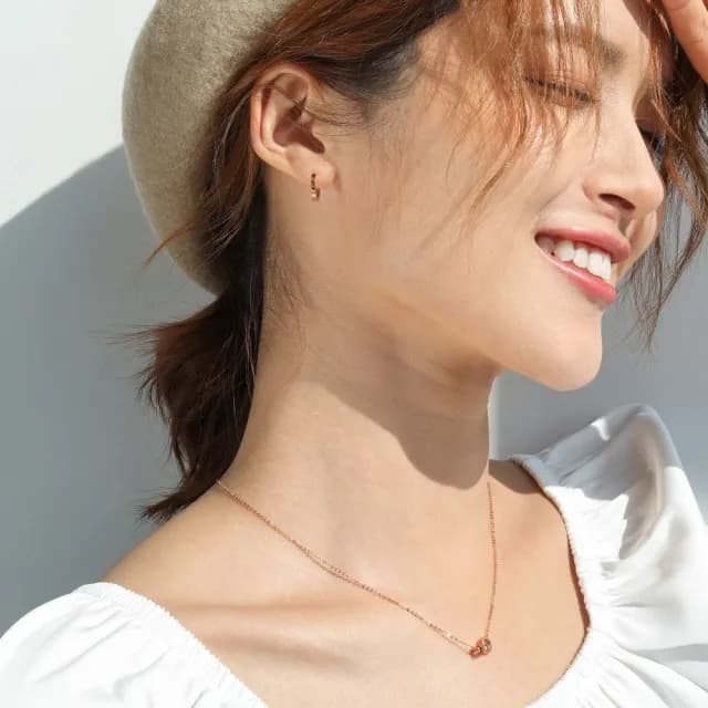 【點睛品】全18K 點點環繞 18K玫瑰金項鍊