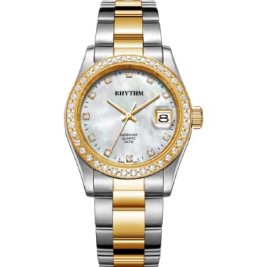 【RHYTHM 麗聲】晶鑽石英手錶-珍珠貝-38mm 送禮 禮物 推薦(RQ1619S03)
