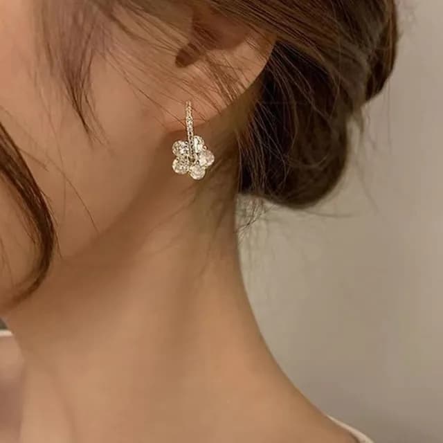 【Oni 歐妮】碎鑽小花 耳針穿式耳環耳釘耳骨環 耳飾925銀針