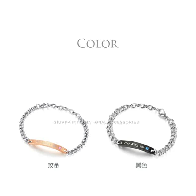 【GIUMKA】手鍊．王者之戀．情侶手鏈．黑/玫(情人節禮物)