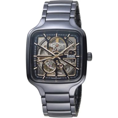 【Rado 雷達表】True真系列方形開芯自動機械腕錶 R02送禮推薦(R27086162)