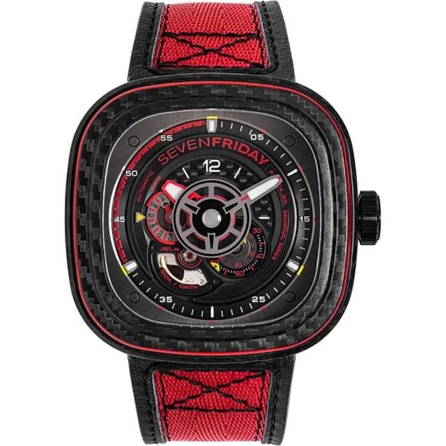 【SEVENFRIDAY】限量紅色碳纖維機械錶 送禮 禮物 推薦(P3C/04)
