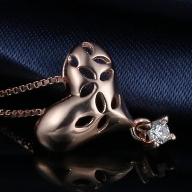 【米蘭精品】現貨+預購 玫瑰金純銀項鍊鑲鑽吊墜(韓版愛心獨特大方母親節情人節生日聖誕節禮物女飾品73fy65)