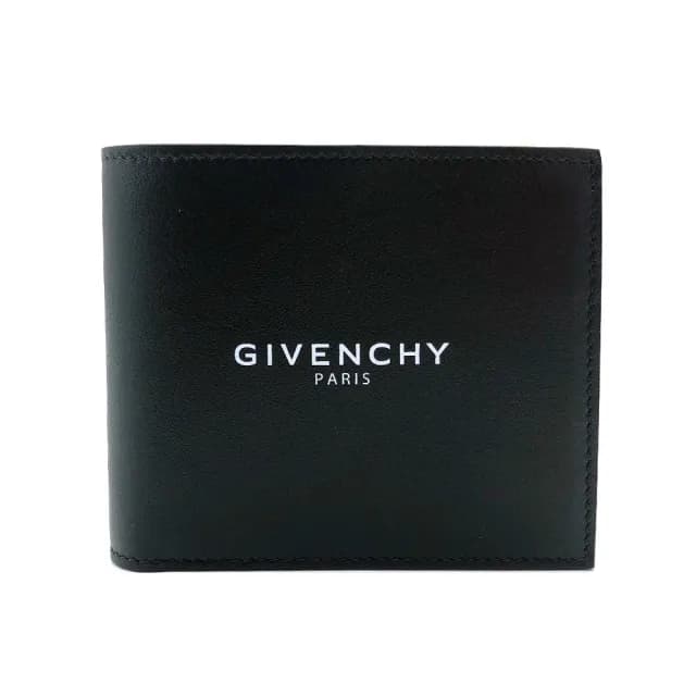 【GIVENCHY 紀梵希】品牌logo印字牛皮對開短夾(黑)
