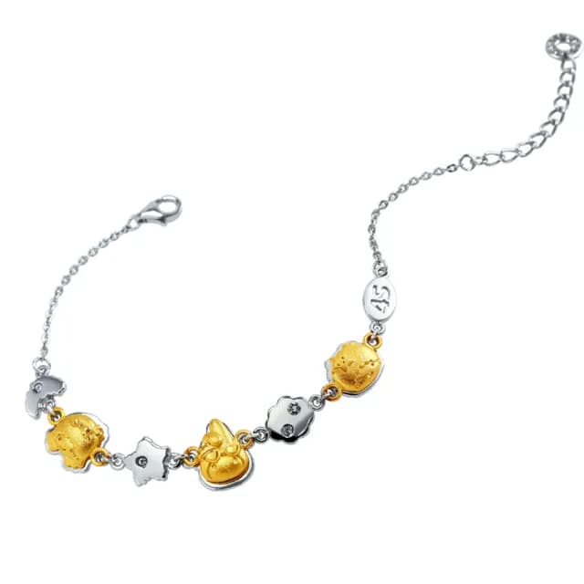 【2sweet 甜蜜約定】Hello Kitty 星子星美樂蒂系列金+鋼銀手鍊約0.58錢(甜蜜約定金飾 KT 星子星 美樂蒂)