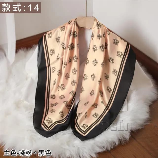 【Osun】韓版高檔送禮大方巾仿蠶絲綢緞質感絲巾印花披肩圍巾(多款任選/CE374)