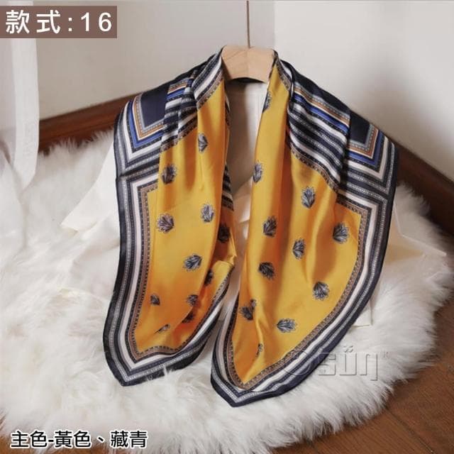 【Osun】韓版高檔送禮大方巾仿蠶絲綢緞質感絲巾印花披肩圍巾(多款任選/CE374)