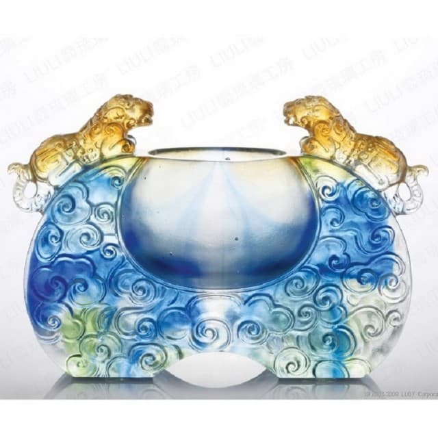 【琉璃工房】威風共青雲 對獅文鎮(適合 收藏 生日 榮昇 送禮 搬家 企業贈禮 開業誌慶)