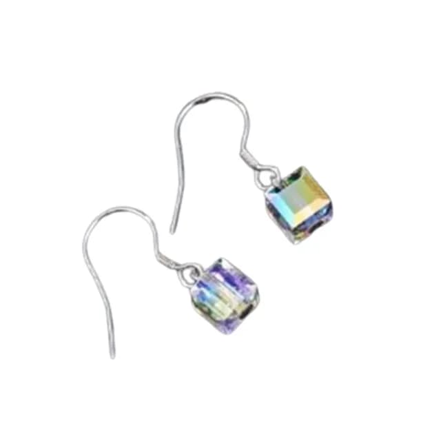 【米蘭精品】現貨+預購 925純銀耳環水晶耳飾(時尚閃耀魔方造型情人節生日聖誕節交換禮物女飾品73dz20)