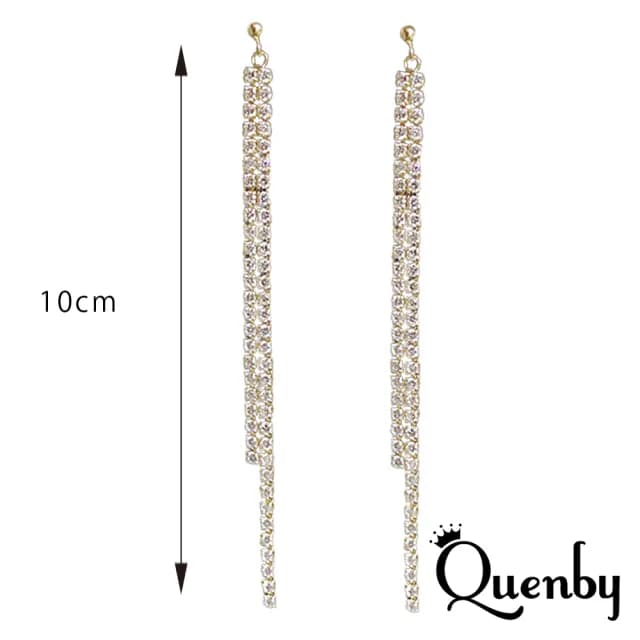 【Quenby】韓國同步氣質美人帶鑽長耳環(耳針/飾品/配件) - momo購物網 - 好評推薦 -