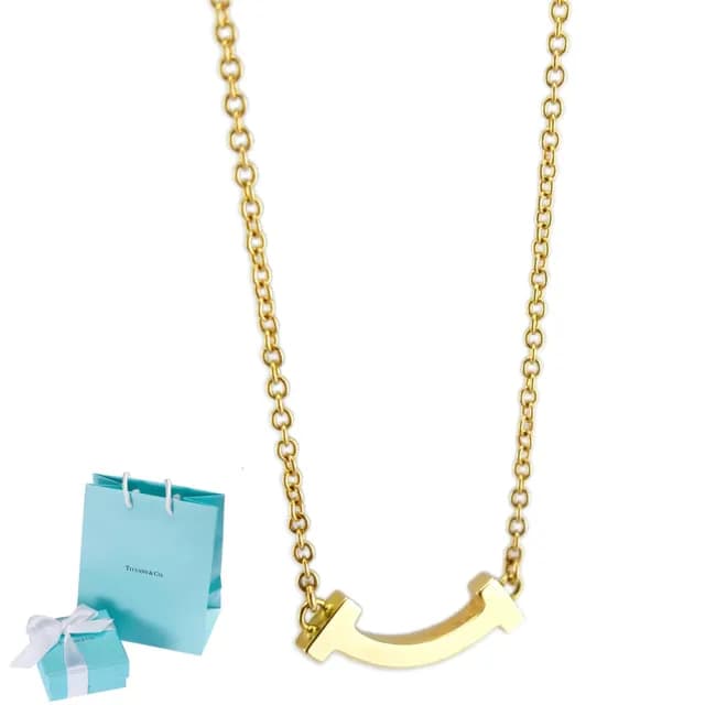 【Tiffany&Co. 蒂芙尼】Smile系列-18K金迷你微笑墜飾項鍊