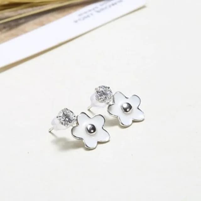 【米蘭精品】現貨+預購 925純銀耳環鑲鑽耳飾(簡約花朵造型情人節生日聖誕節交換禮物女飾品73dy56)