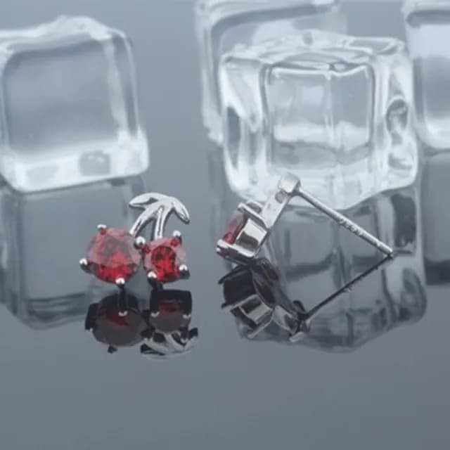 【米蘭精品】現貨+預購 925純銀耳環鑲鑽耳飾(石榴紅甜蜜櫻桃造型情人節生日聖誕節交換禮物女飾品73dy12)