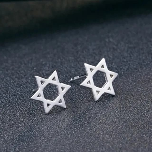 【米蘭精品】現貨+預購 925純銀耳環耳飾(百搭六芒星造型情人節生日聖誕節交換禮物女飾品73dy33)