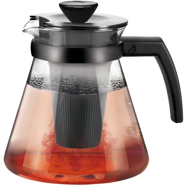 【TESCOMA】Teo雙濾孔濾茶壺 黑1.25L / 泡茶 下午茶 茶具