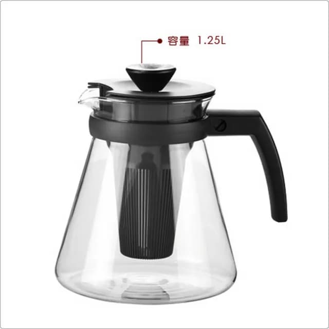 【TESCOMA】Teo雙濾孔濾茶壺 黑1.25L / 泡茶 下午茶 茶具