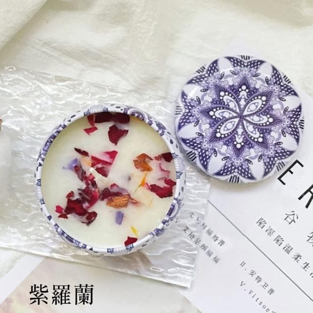 【CS22】造型鐵盒豆蠟乾燥花香氛蠟燭(禮盒裝四入組)