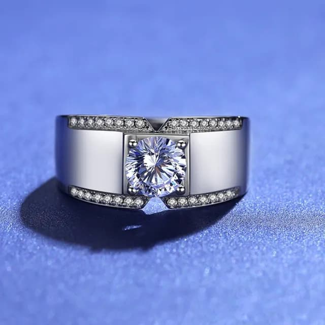 【米蘭精品】現貨+預購 莫桑鑽戒指925純銀(1克拉8心8箭D色寬版聖誕節情人節生日交換禮物男飾品73yk65)