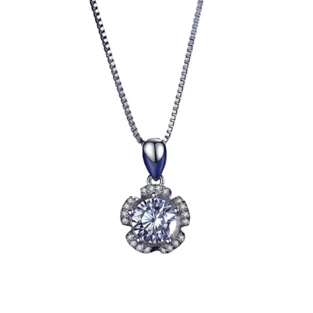 【米蘭精品】現貨+預購 莫桑鑽項鍊925純銀吊墜(1ctD色八心八箭花朵情人節生日聖誕節禮物女飾品73yk60)