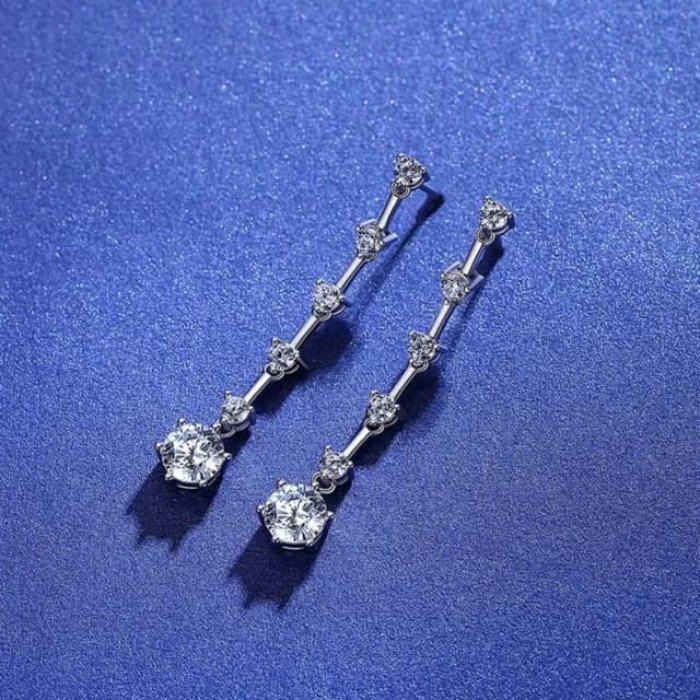 【米蘭精品】現貨+預購 莫桑鑽耳環925純銀耳針(1ct八心八箭長款聖誕節情人節生日交換禮物女飾品73yk58)
