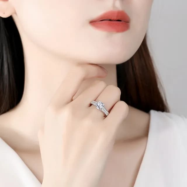 【米蘭精品】現貨+預購 莫桑鑽戒指925純銀(1克拉8心8箭牛頭四爪聖誕節情人節生日交換禮物女飾品73yk66)
