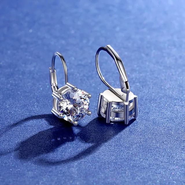 【米蘭精品】現貨+預購 莫桑鑽耳環925純銀耳扣(2克拉經典六爪鑲嵌聖誕節情人節生日禮物女飾品73yk101)