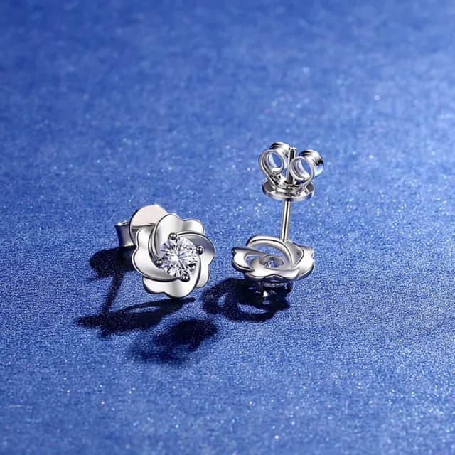 【米蘭精品】現貨+預購 莫桑鑽耳環925純銀耳針(0.3ct單鑽花朵氣質情人節生日禮物女飾品73yk112)
