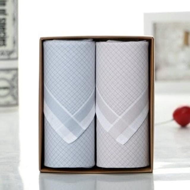 【米蘭精品】現貨+預購 手帕禮盒純棉方巾兩件套(簡約格紋商務時尚情人節生日聖誕節交換禮物男配件3款73gd3)