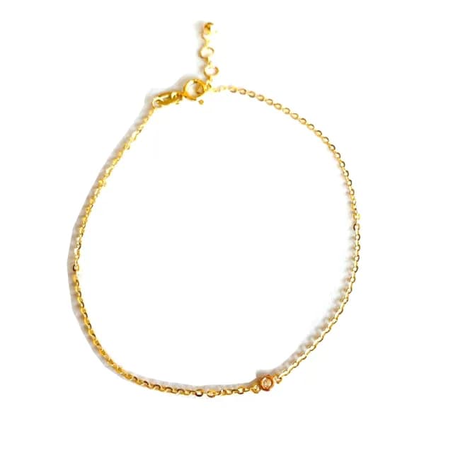 【Eli JEWELRY】義大利進口14K黃金 經典小鑽石粉紅色14K玫瑰金黃金細手鍊(附金飾保證卡 精美禮物包裝)