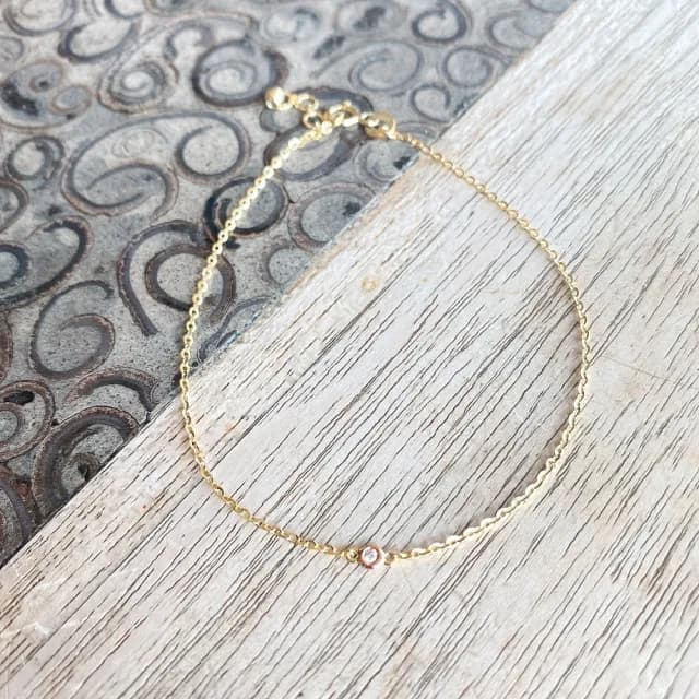 【Eli JEWELRY】義大利進口14K黃金 經典小鑽石粉紅色14K玫瑰金黃金細手鍊(附金飾保證卡 精美禮物包裝)