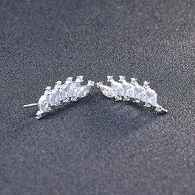 【米蘭精品】現貨+預購 925純銀耳環鑲鑽耳飾(創意葉子造型情人節生日聖誕節交換禮物女飾品73dy104)