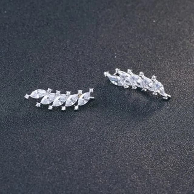 【米蘭精品】現貨+預購 925純銀耳環鑲鑽耳飾(創意葉子造型情人節生日聖誕節交換禮物女飾品73dy104)