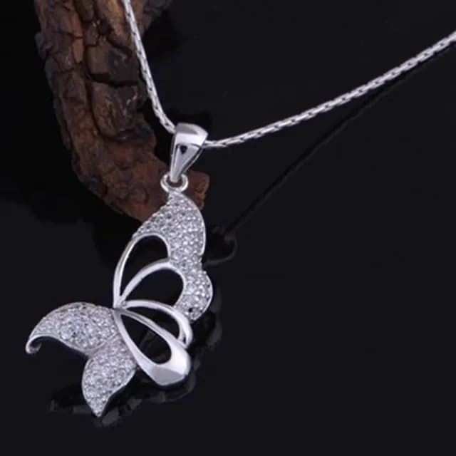 【米蘭精品】現貨+預購 鍍白金項鍊鑲鑽吊墜(優雅蝴蝶造型情人節生日聖誕節交換禮物女飾品73cy4)