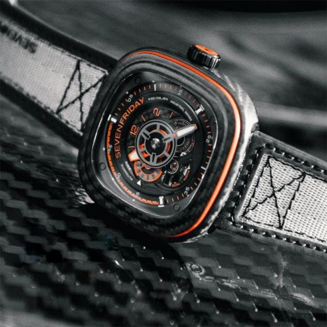 【SEVENFRIDAY】橘色碳纖維限時發行版機械錶 送禮 禮物 推薦(P3C/09)
