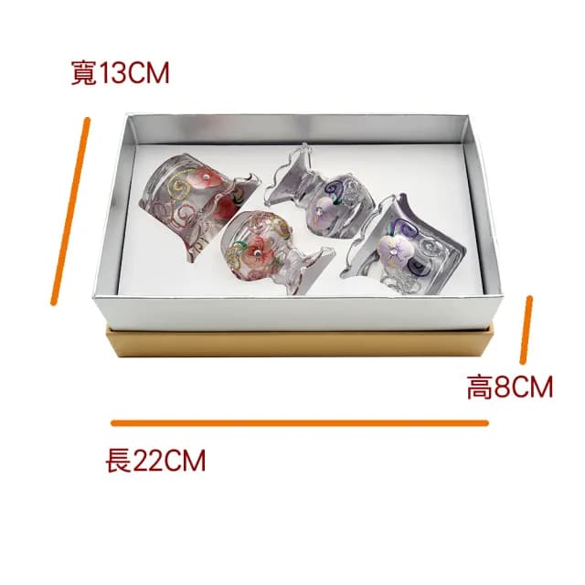 【Madiggan 貝斯麗】手繪彩色玻璃小花瓶/擴香瓶DIY蠟燭小盆栽花器4件組/禮盒(禮盒特惠價)