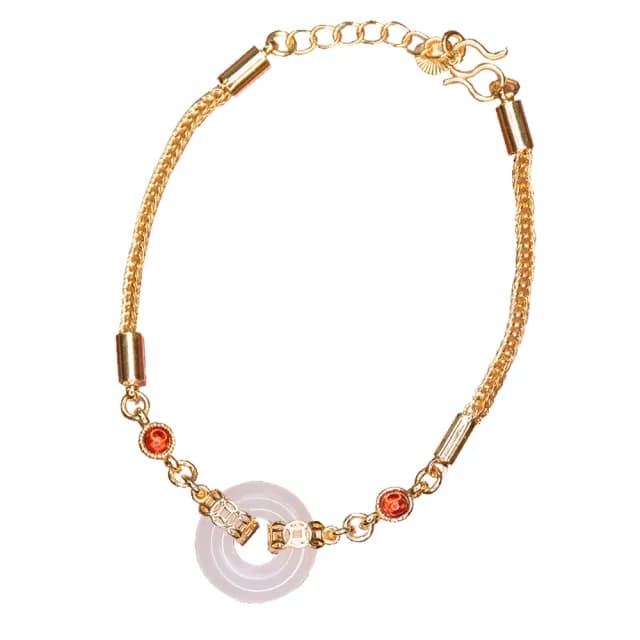 【林海陽】桃花白玉金手鍊(桃花/人緣/財庫)