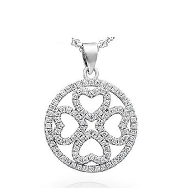 【米蘭精品】現貨+預購 925純銀項鍊鑲鑽吊墜(氣質愛心圓環吸睛情人節生日聖誕節交換禮物女飾品73df24)