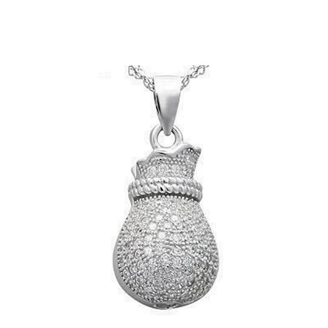 【米蘭精品】現貨+預購 925純銀項鍊鑲鑽吊墜(個性錢袋風格獨特情人節生日聖誕節交換禮物女飾品73df79)