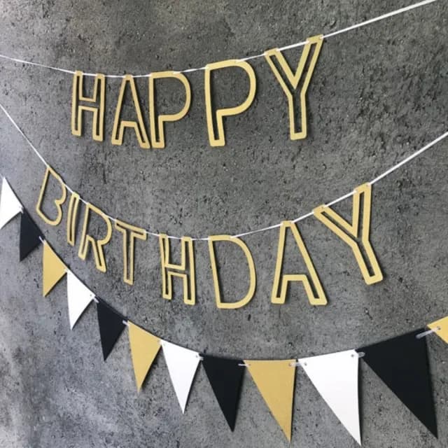 【橘魔法】簍空磨砂金蔥生日快樂+三角旗拉條組(布置用品 週歲 生日快樂 場景布置 場地布置)