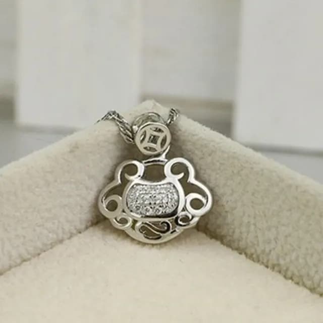 【米蘭精品】現貨+預購 925純銀項鍊鑲鑽吊墜(時尚流行元寶設計情人節生日聖誕節交換禮物女飾品73dk119)