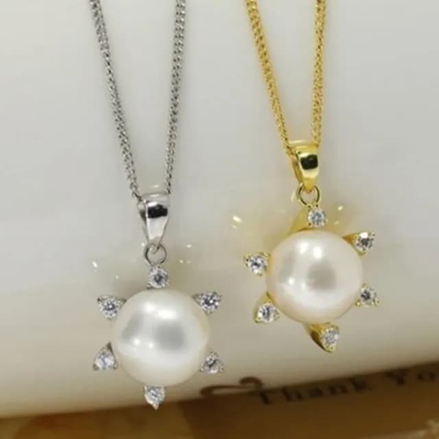 【米蘭精品】現貨+預購 925純銀項鍊珍珠吊墜(時尚百搭鑲鑽精選情人節生日聖誕節交換禮物女飾品73dh2)