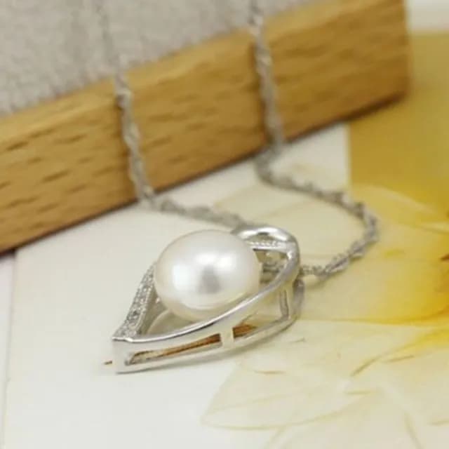 【米蘭精品】現貨+預購 925純銀項鍊珍珠吊墜(時尚優雅鑲鑽精緻情人節生日聖誕節交換禮物女飾品73dh13)