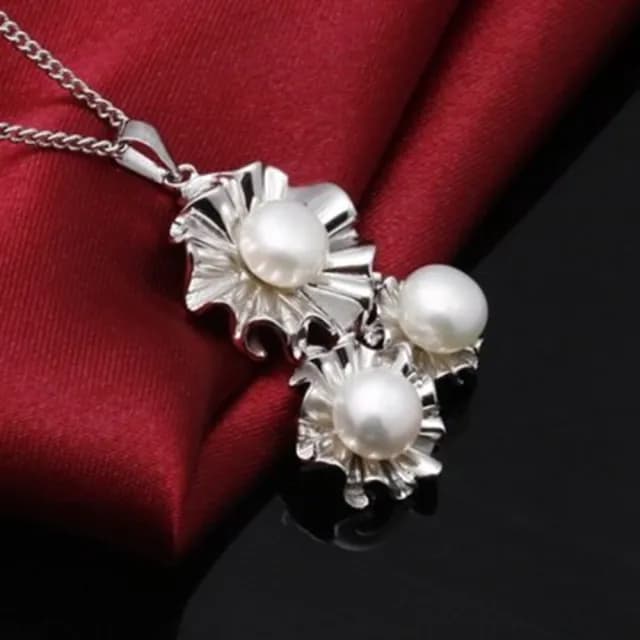 【米蘭精品】現貨+預購 925純銀項鍊珍珠吊墜(簡潔唯美花朵時尚情人節生日聖誕節交換禮物女飾品73dh23)