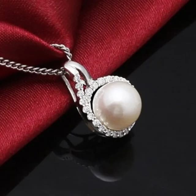 【米蘭精品】現貨+預購 925純銀項鍊珍珠吊墜(精美優雅鑲鑽時尚情人節生日聖誕節交換禮物女飾品73dh25)
