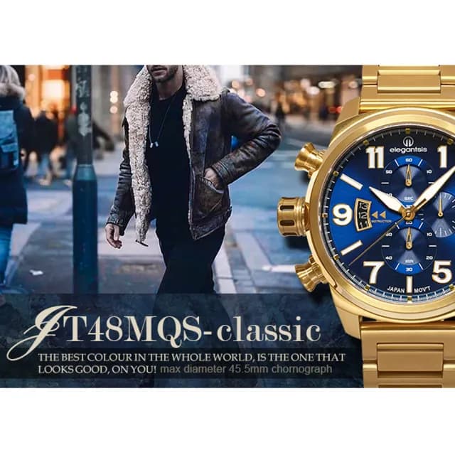 【elegantsis 愛樂時】JT48英式街頭風三眼計時手錶 禮物 送禮 推薦(ELJT48MQS-OB04MA)